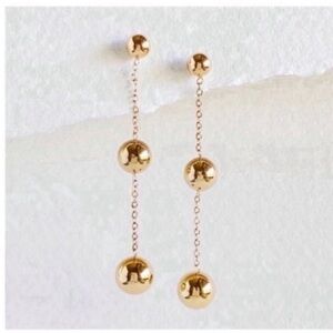 New! Gold Ball Drop Earrings (3048) NWOT